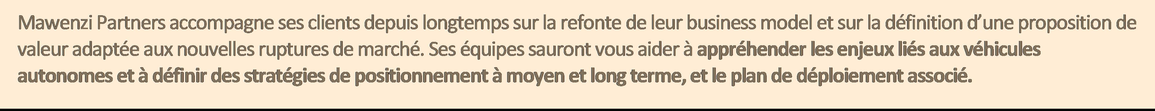 Mawenzi Partners véhicule autonome